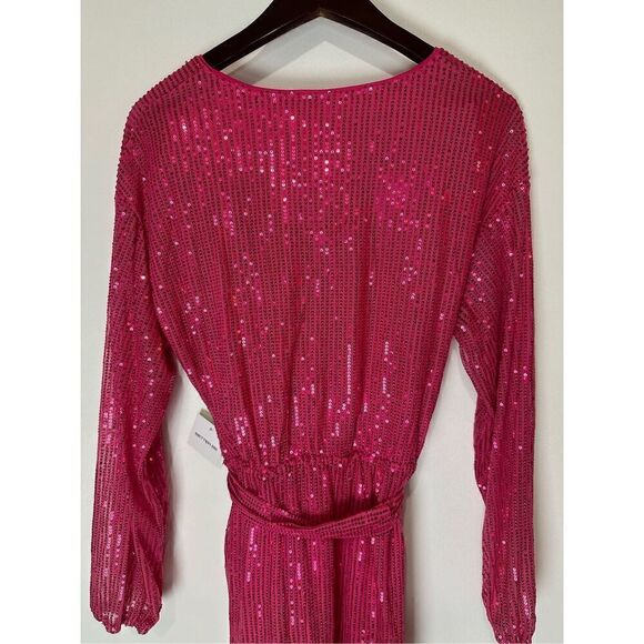 Fuchsia sequin long sleeve dress - Picture 8 of 11